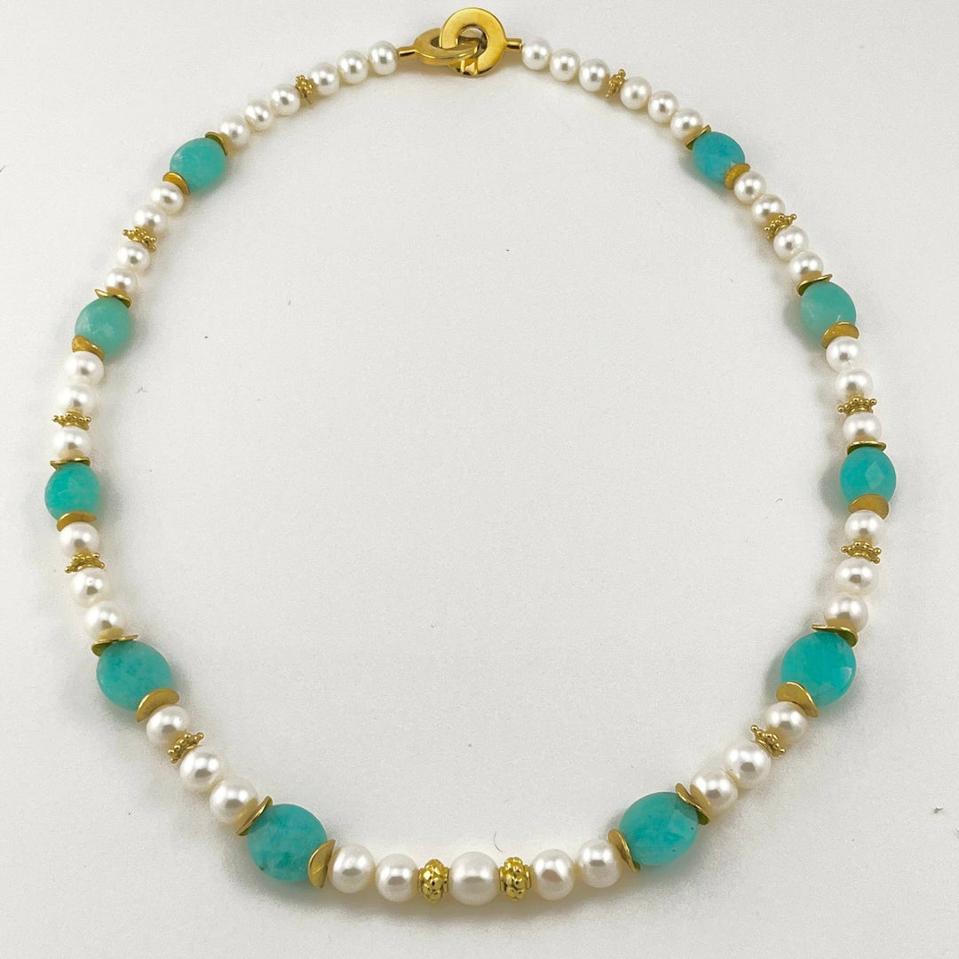 Collier Amazonite avec perles et billes vermeil par Gemmes Québec