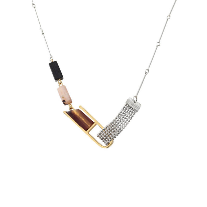 Collier Emanuelle Terra avec formes rectangulaires par Anne-Marie Chagnon suspendu