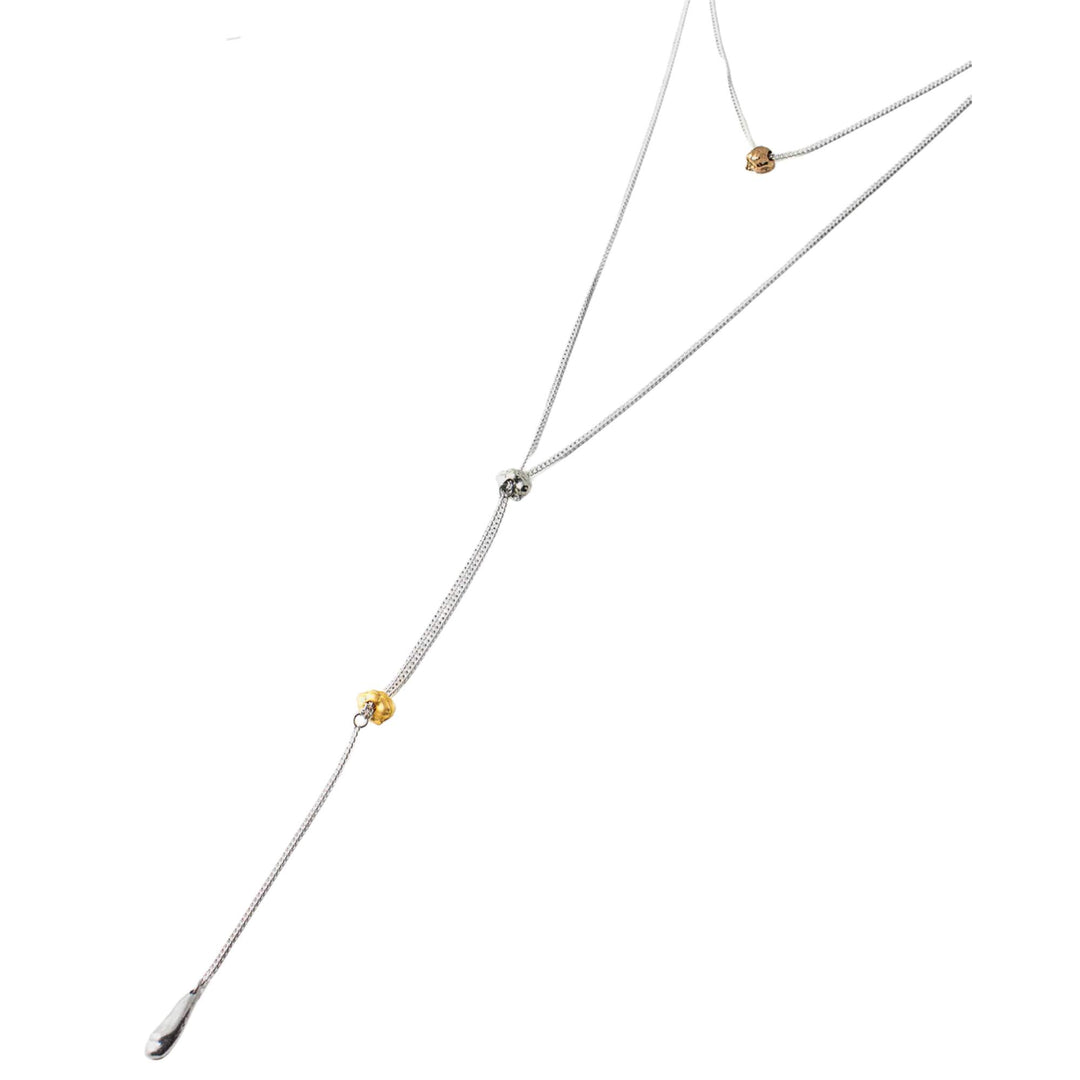 Collier Emmy argenté avec billes en étain plaquées or par Anne-Marie Chagnon