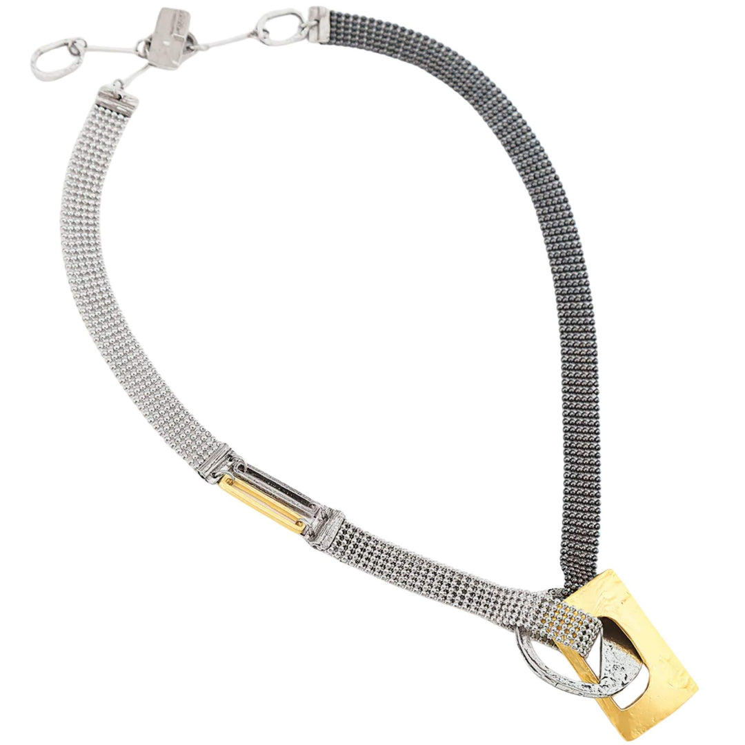 Collier Gaston en étain et plaqué or avec pendentif doré par Anne-Marie Chagnon