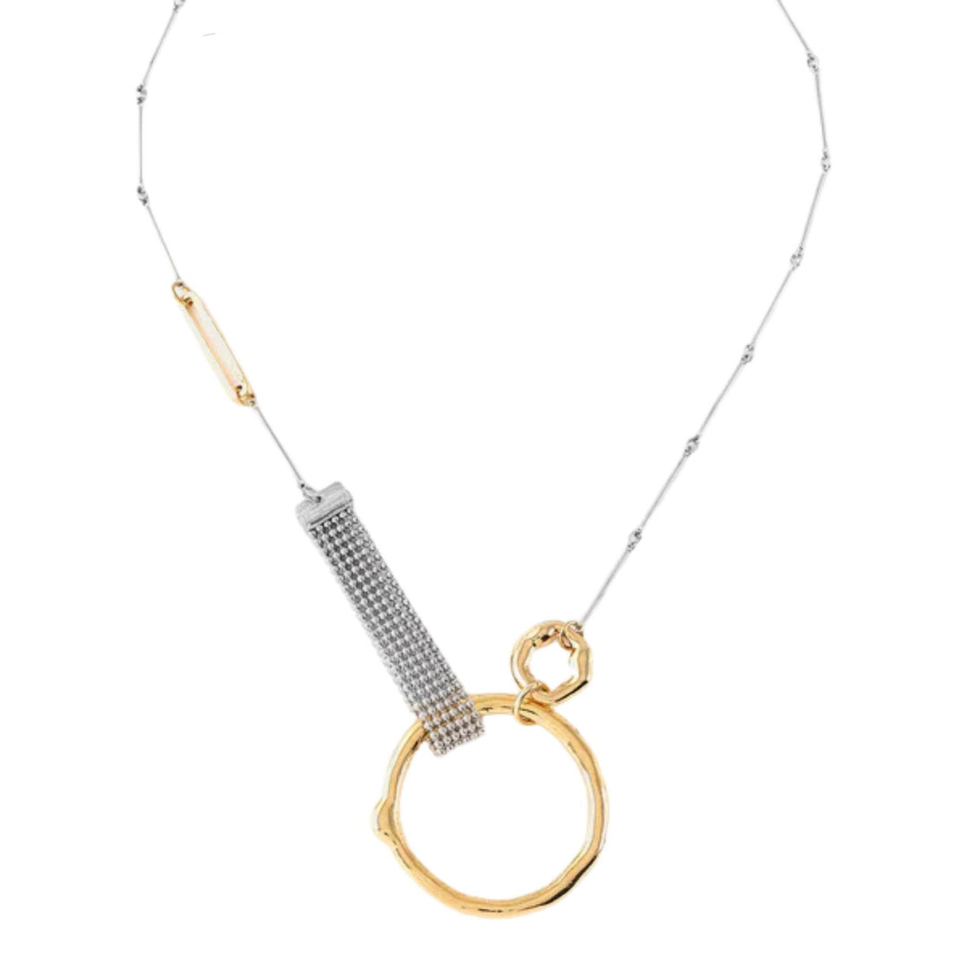 Collier en étain et plaqué or avec anneau doré Kauri par Anne-Marie Chagnon