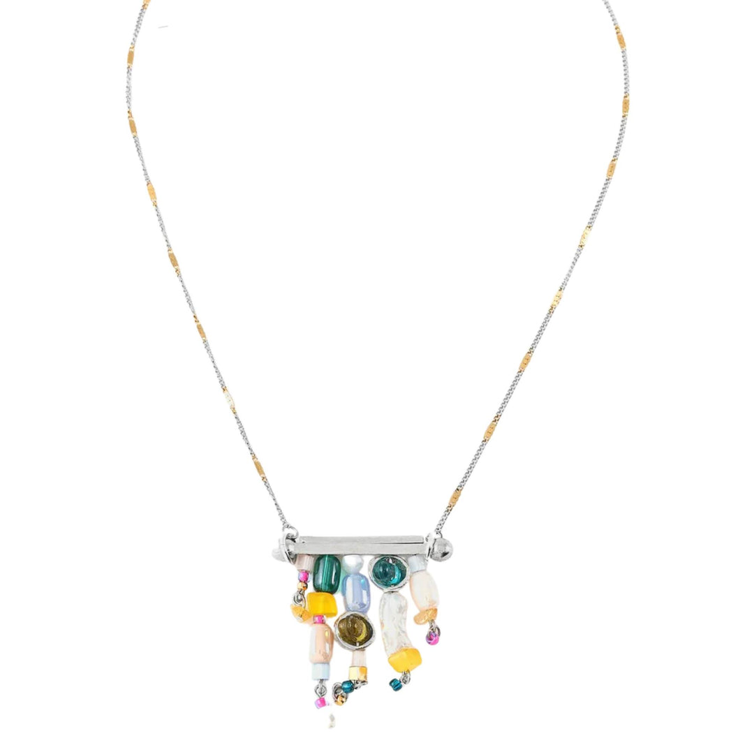 Collier avec perles et billes de verre colorées Korala par Anne-Marie Chagnon vu de dessus