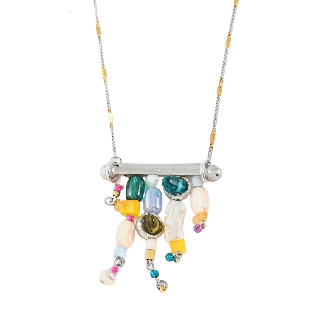 Collier avec perles suspendues et billes de verre colorées Korala par Anne-Marie Chagnon