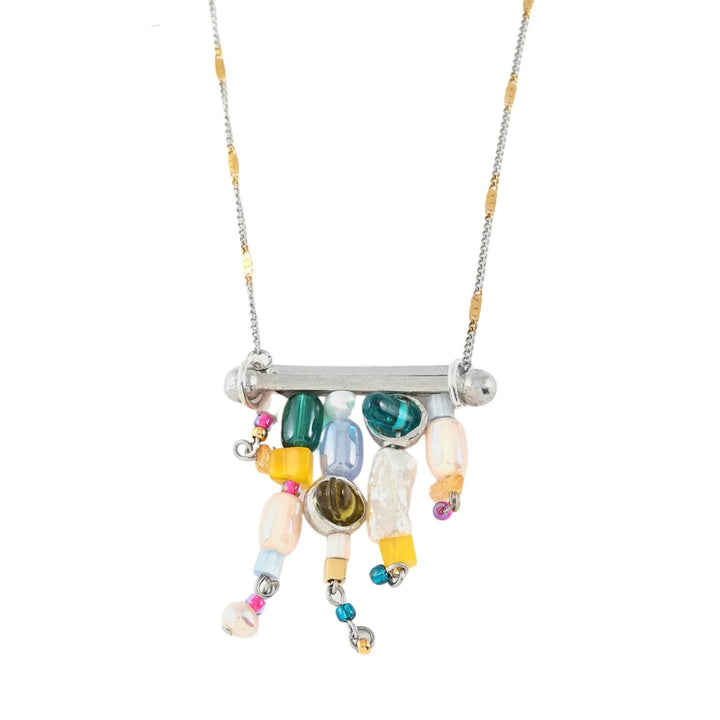 Collier avec perles suspendues et billes de verre colorées Korala par Anne-Marie Chagnon