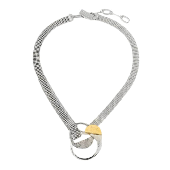 Collier Mercury en étain et plaqué or par Anne-Marie Chagnon vu de dessus