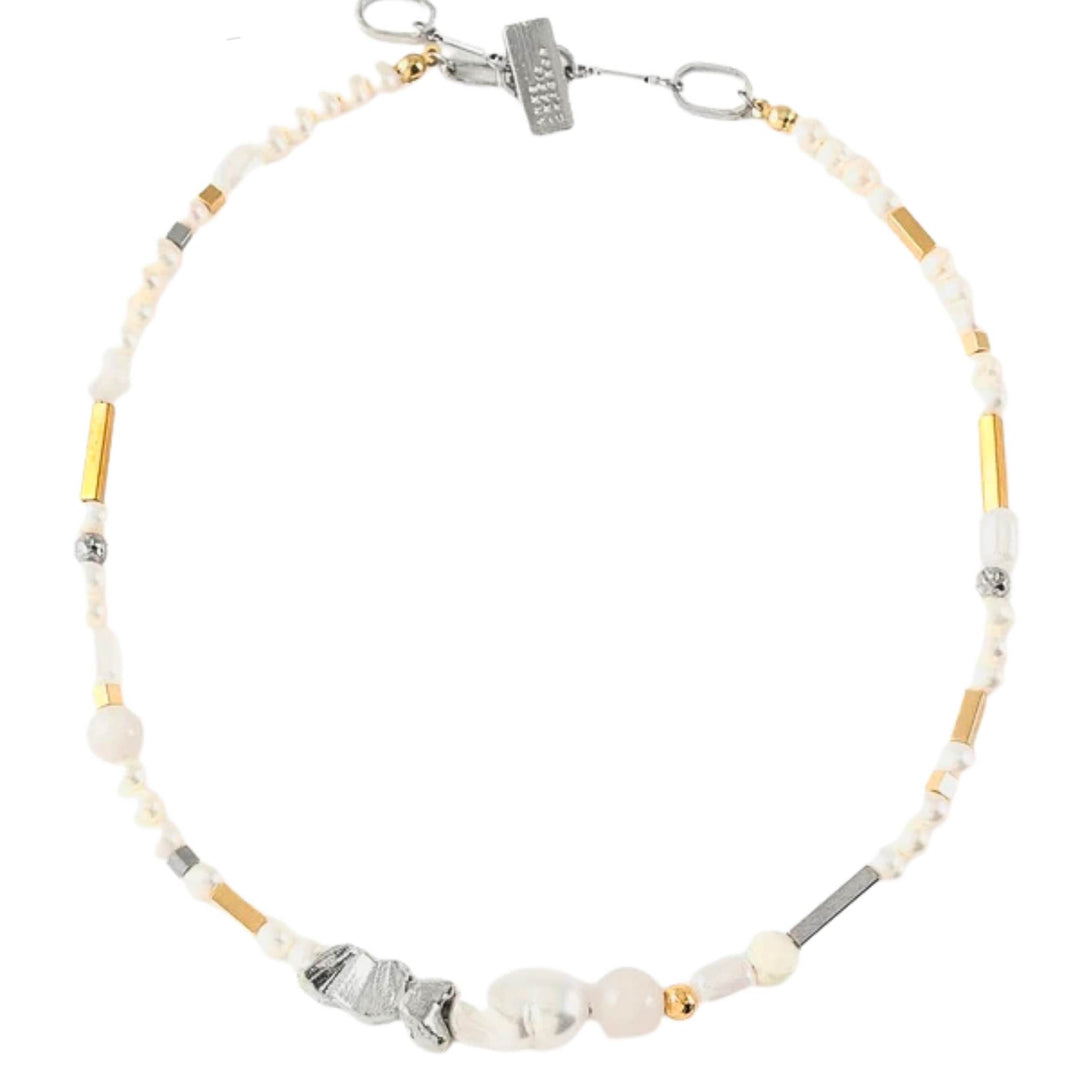 Collier Typha argenté et doré en étain par Anne-Marie Chagnon