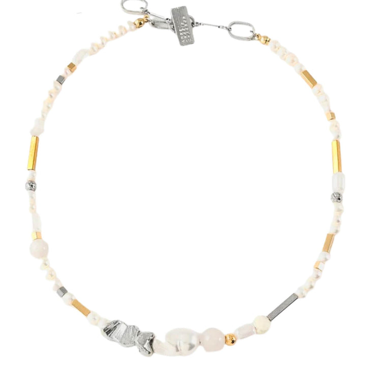 Collier Typha argenté et doré en étain par Anne-Marie Chagnon