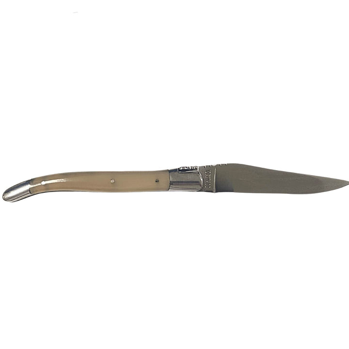 Couteau Laguiole en Aubrac en pointe de corne 12 cm vu de derrière