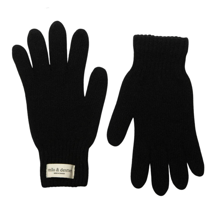 Gants classiques en laine noir par Milo & Dexter vus de dessus