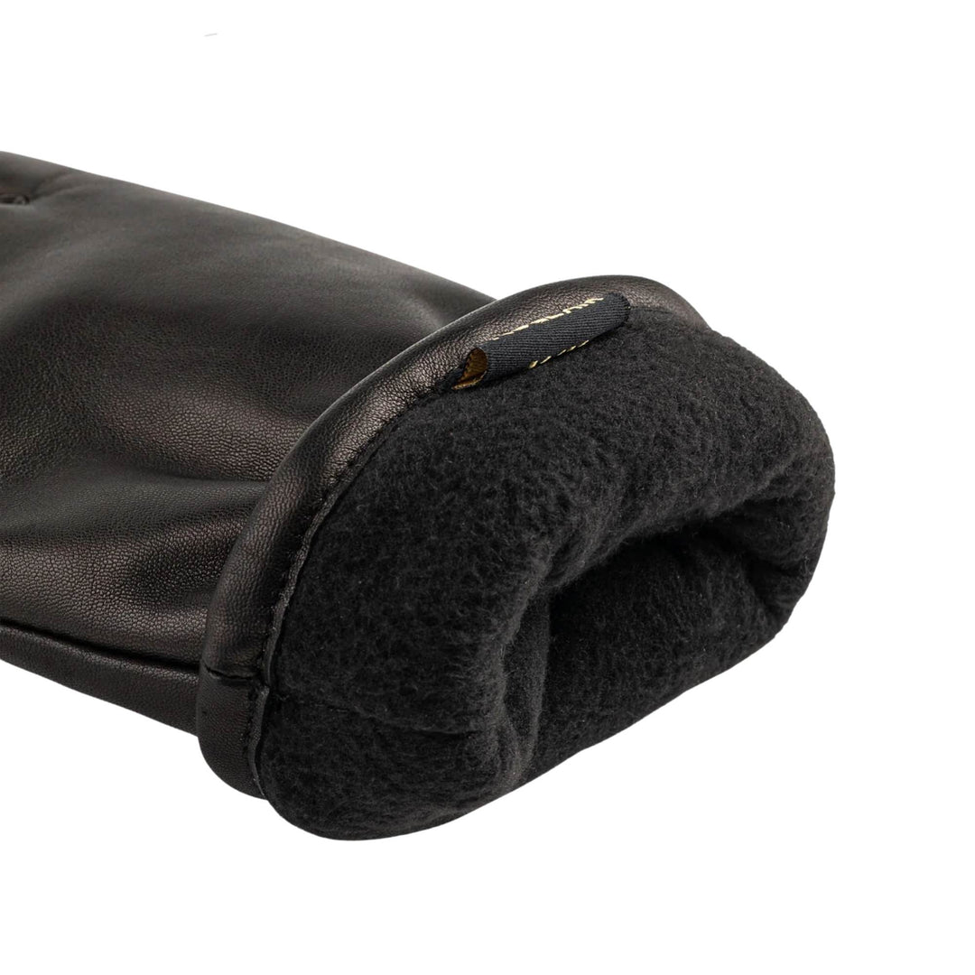 Intérieur des Gants demi en cuir noir pour femme par Auclair