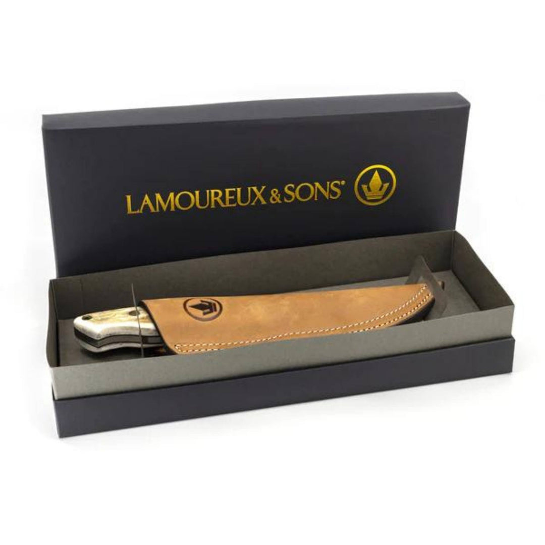 Couteau Anticosti en bois de cerf par LAmoureux and sons dans sa boîte