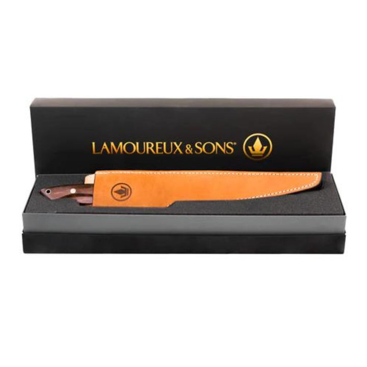 Couteau de pêche Lamoureux and Sons en bois de cocobolo dans sa boîte