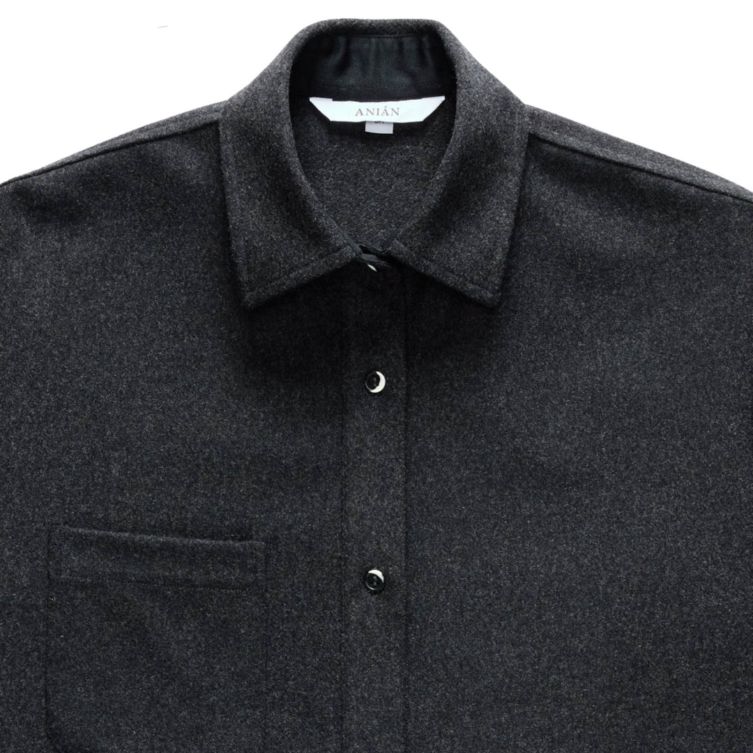 Col du Manteau en laine melton charcoal pour femme par Anian