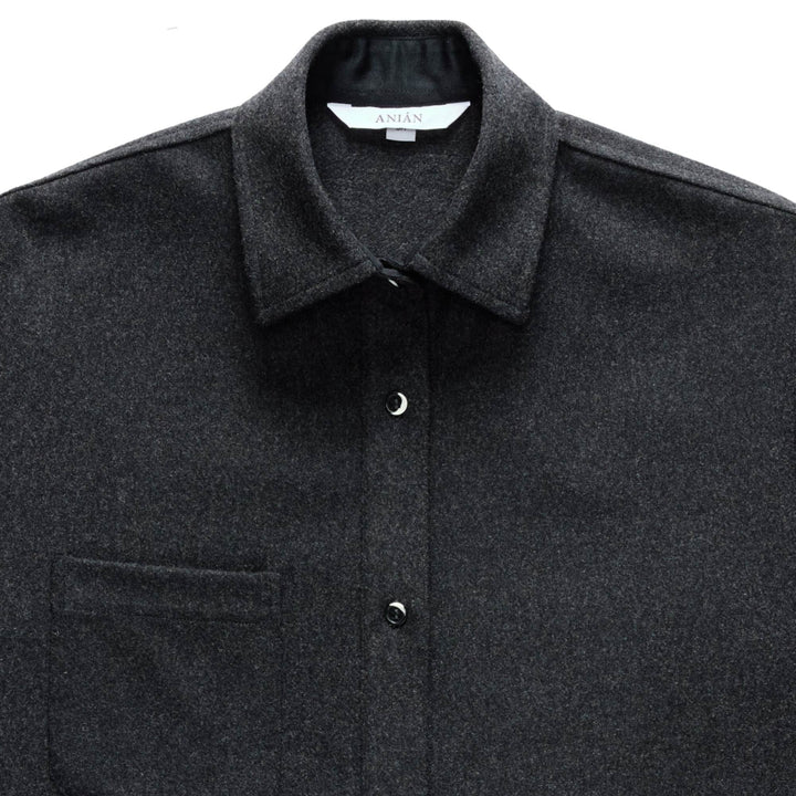 Col du Manteau en laine melton charcoal pour femme par Anian