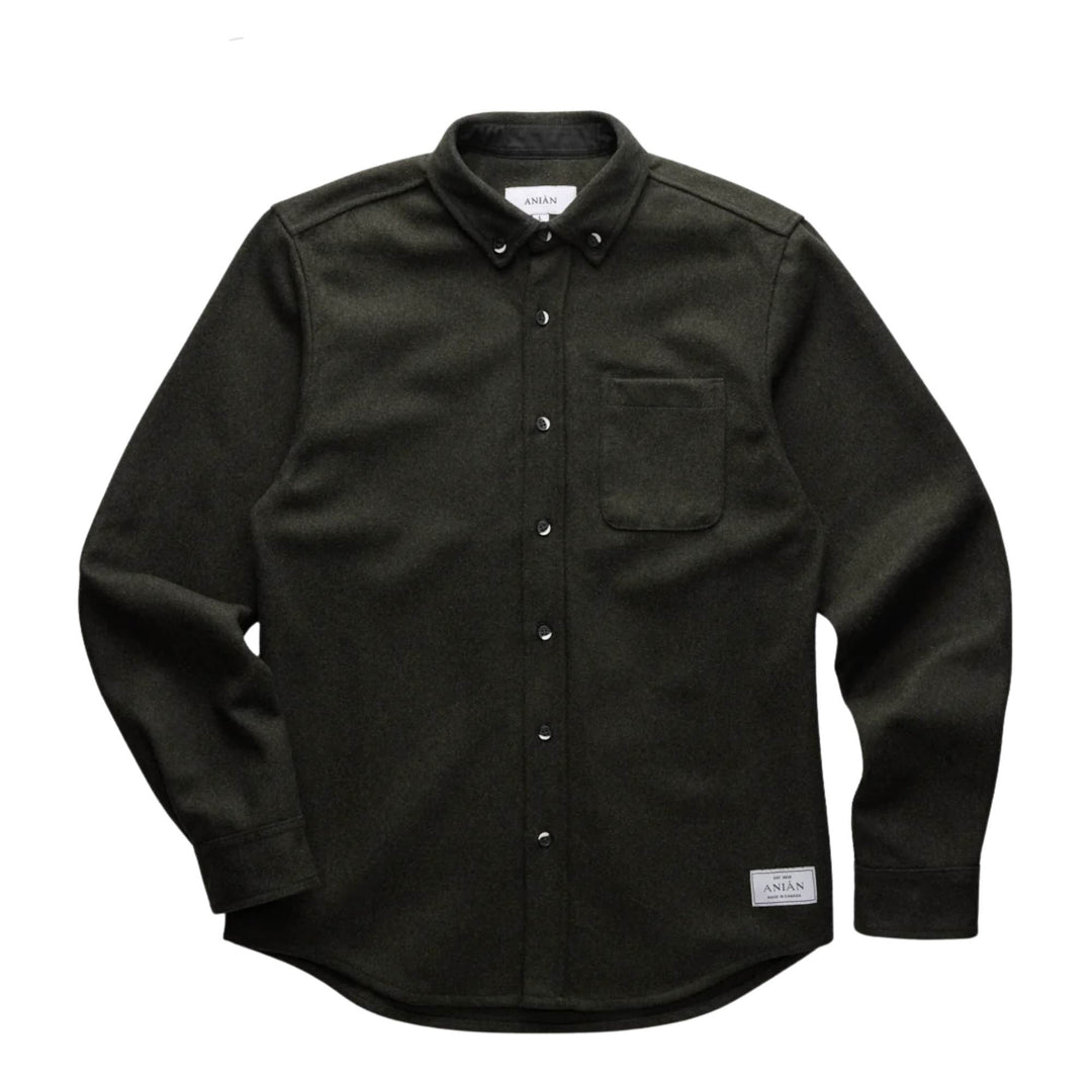 Manteau en laine molton vert par Anian vu de devant