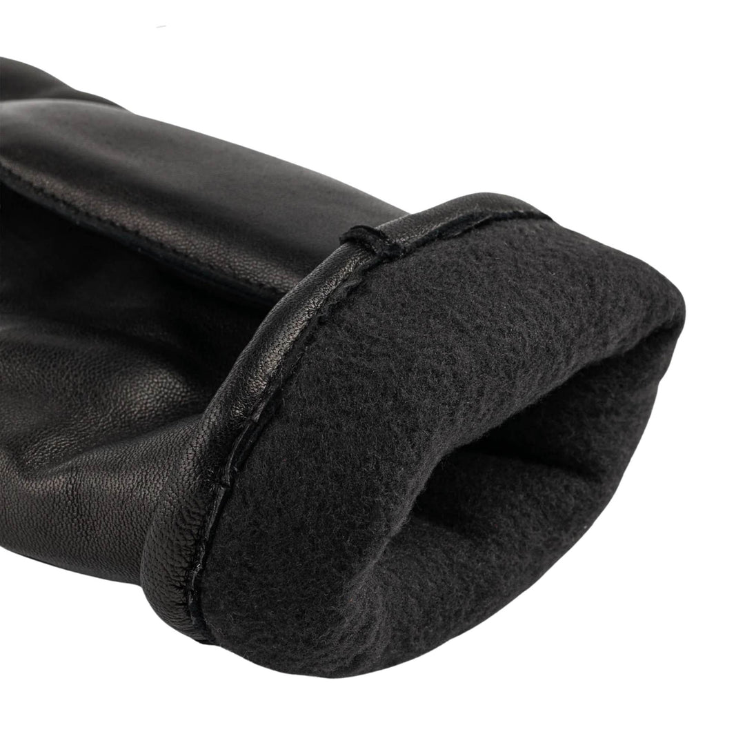 Détails de l'intérieur des Mitaines en cuir de mouton noir Kiva pour femme par Auclair