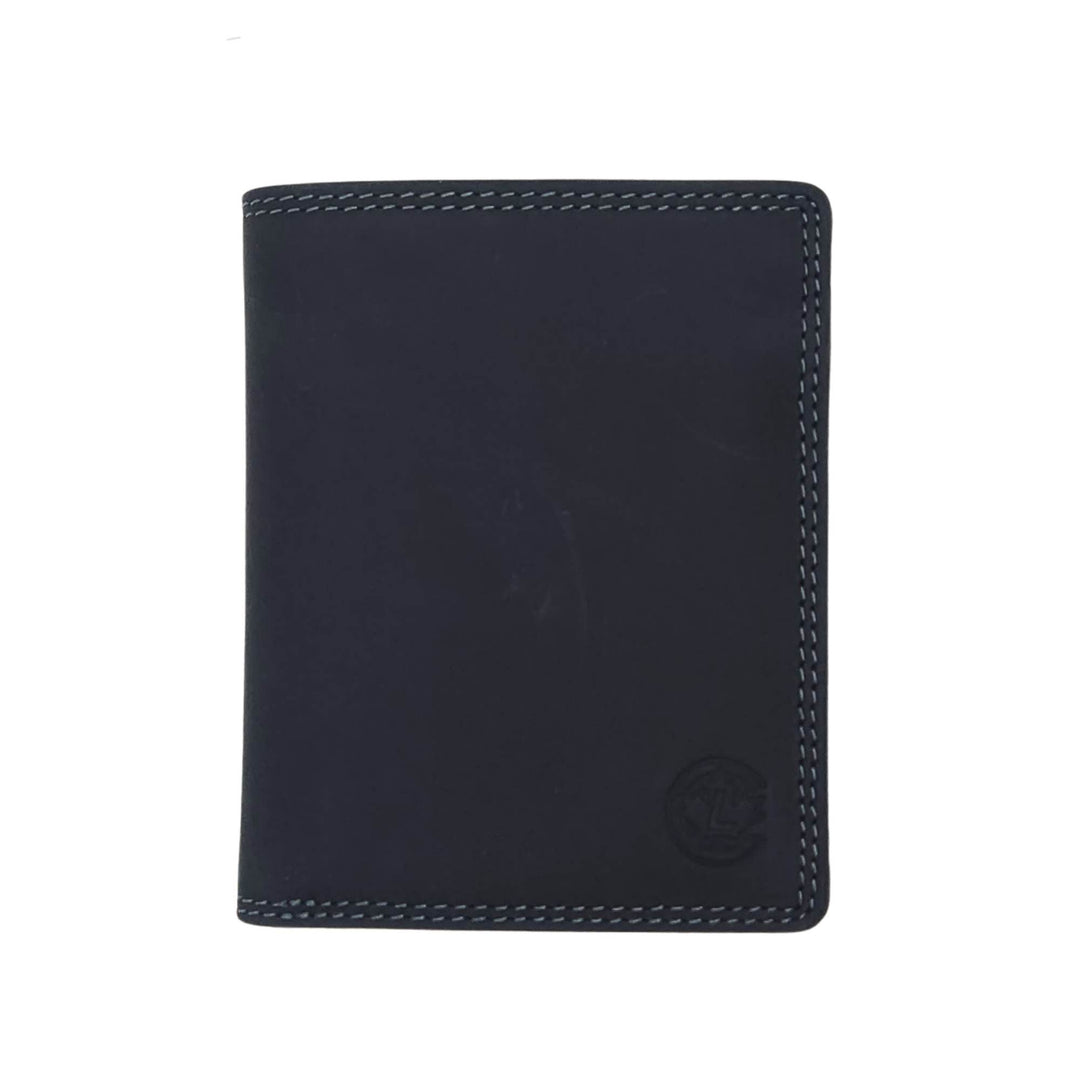 Portefeuille en cuir de buffle noir w116 vertical par Canadian Leather vu de devant