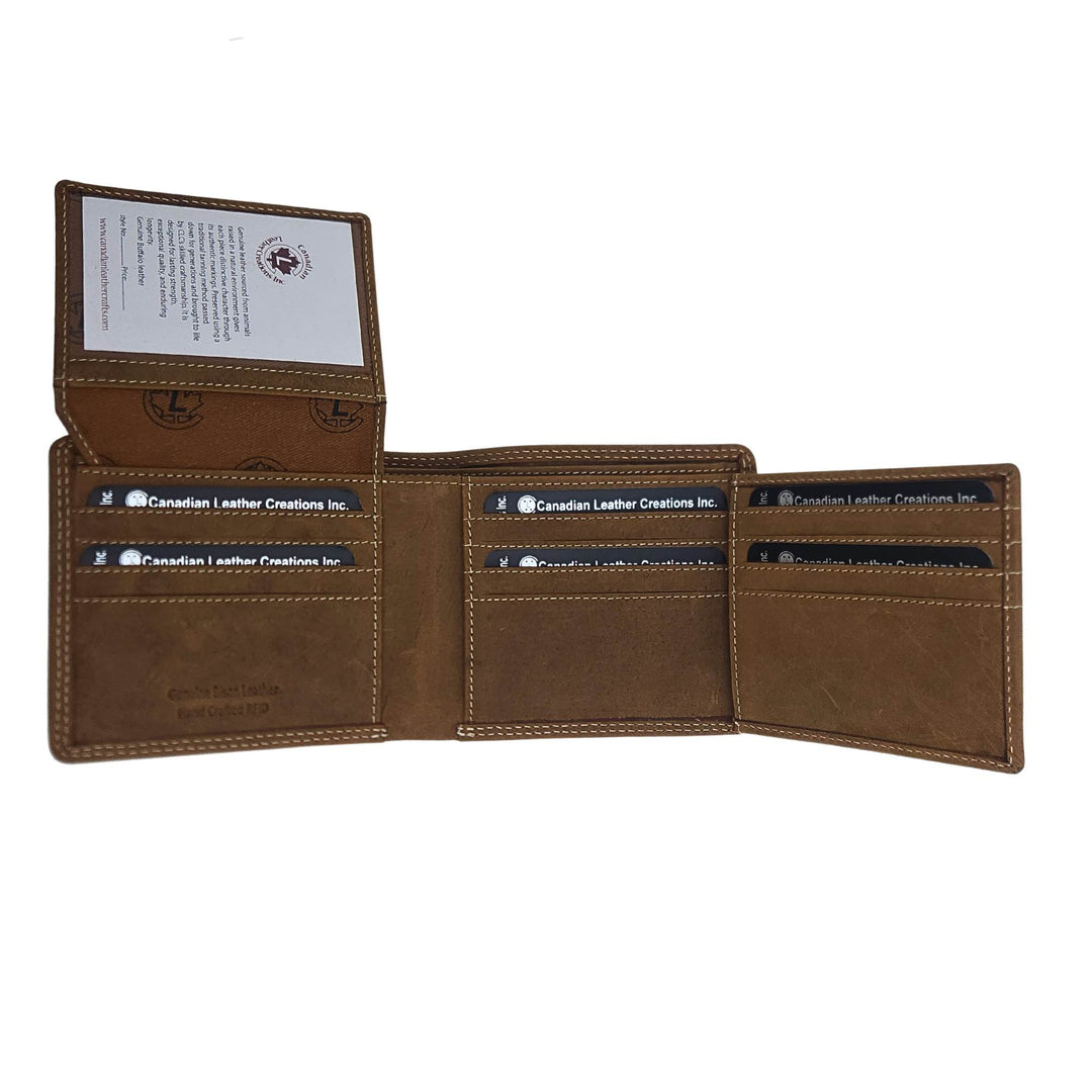 Portefeuille brun w1417 par Canadian Leather avec les rabats ouverts