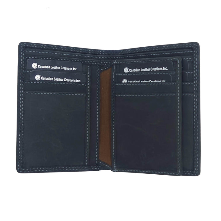 Portefeuille noir w1421 par Canadian Leather ouvert