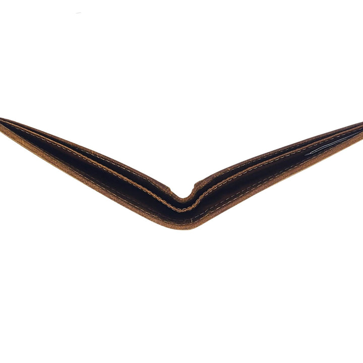 Portefeuille avec coutures blanches en cuir de buffle par Canadian Leather vu de dessus