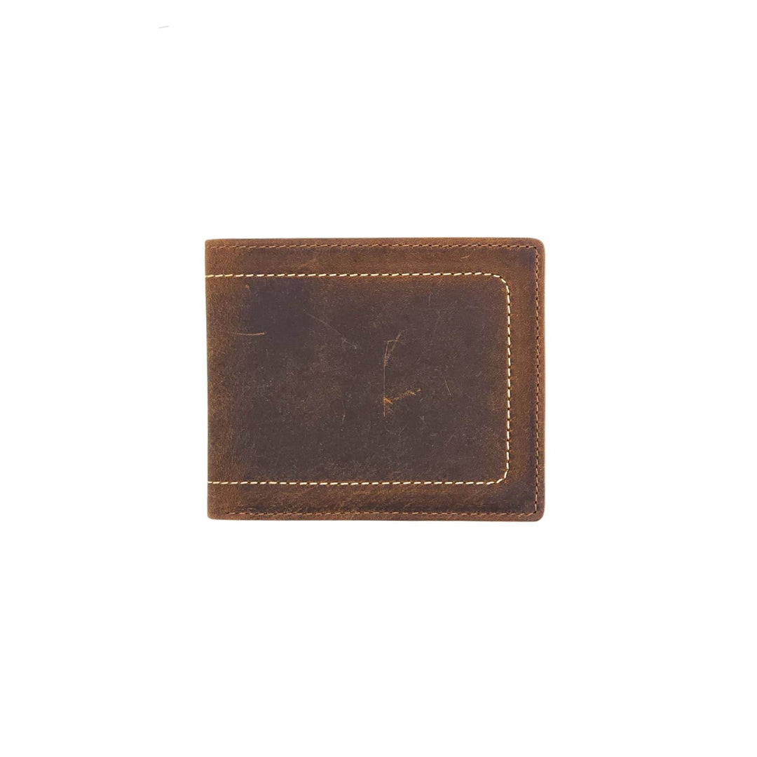 Portefeuille avec coutures blanches en cuir de buffle par Canadian Leather vu de devant