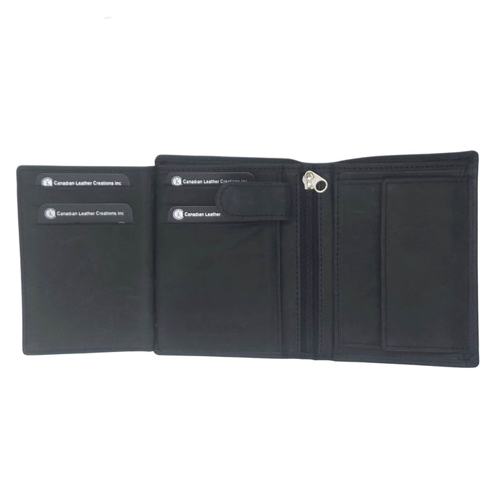 Portefeuille en cuir de buffle noir w503 par Canadian Leather avec porte-cartes