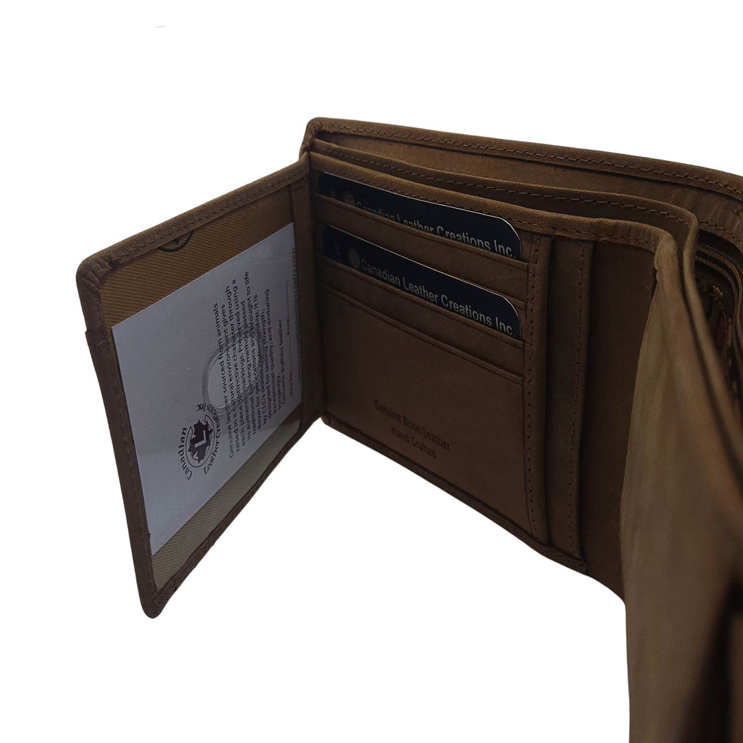 Détails de l'intérieur du Portefeuille en cuir de buffle brun 505 par Canadian Leather