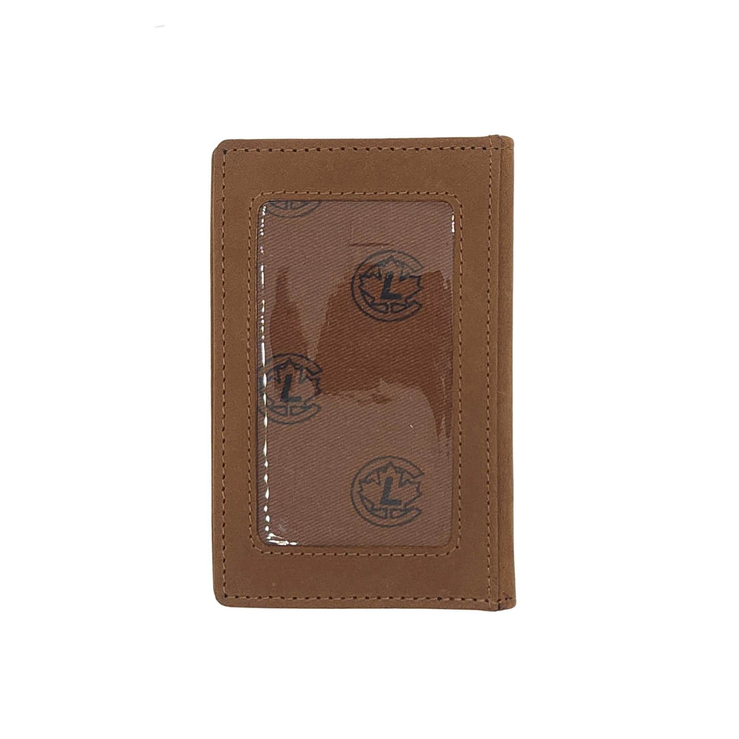 Portefeuille brun wc08 par Canadian Leather vu de derrière avec pochette de carte d'identification