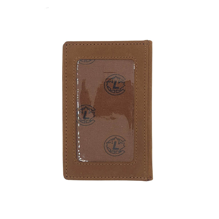 Portefeuille brun wc08 par Canadian Leather vu de derrière avec pochette de carte d'identification