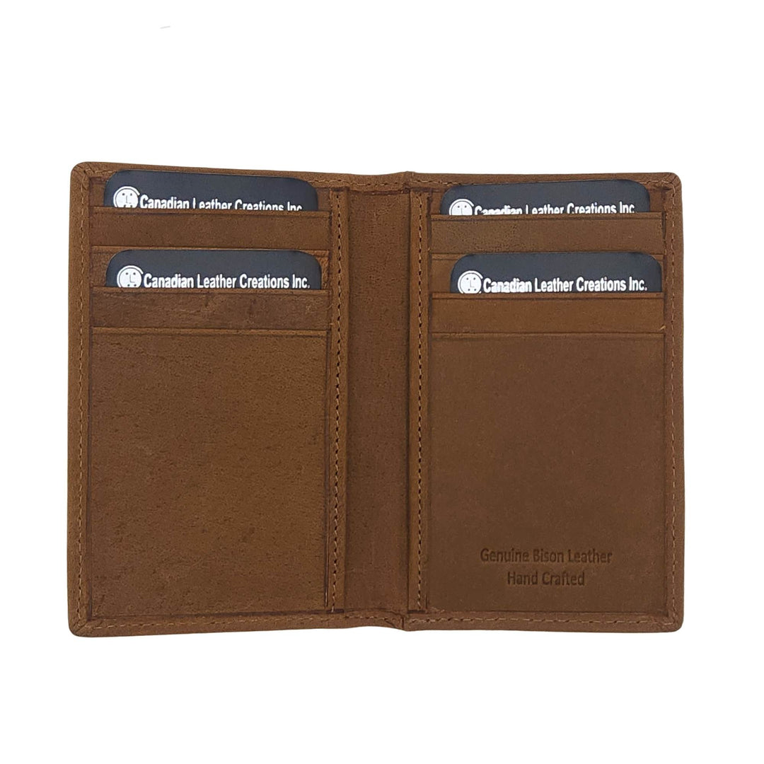 Portefeuille brun wc08 par Canadian Leather ouvert avec porte-cartes