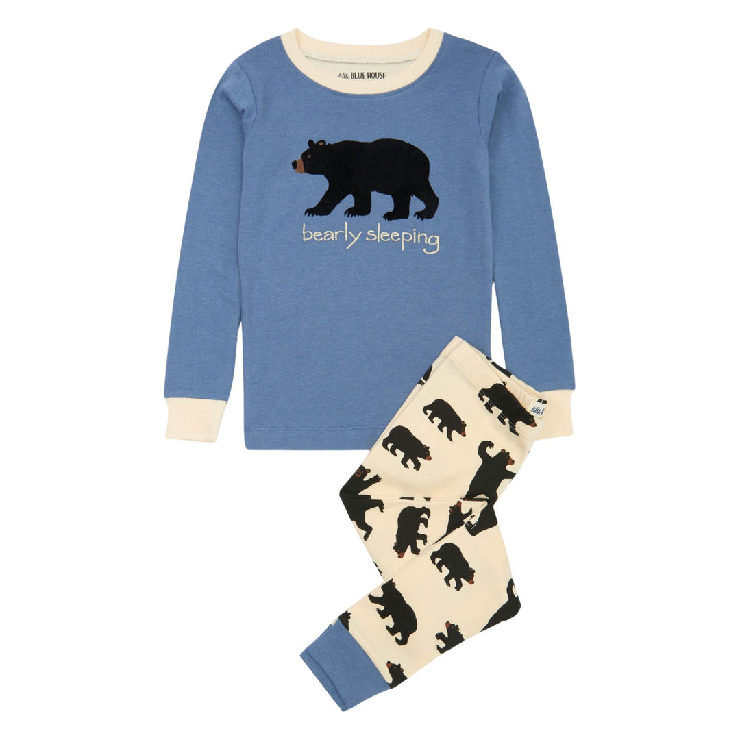 Pyjama pour enfants Blue Bearly sleeping avec motif d'ours noirs