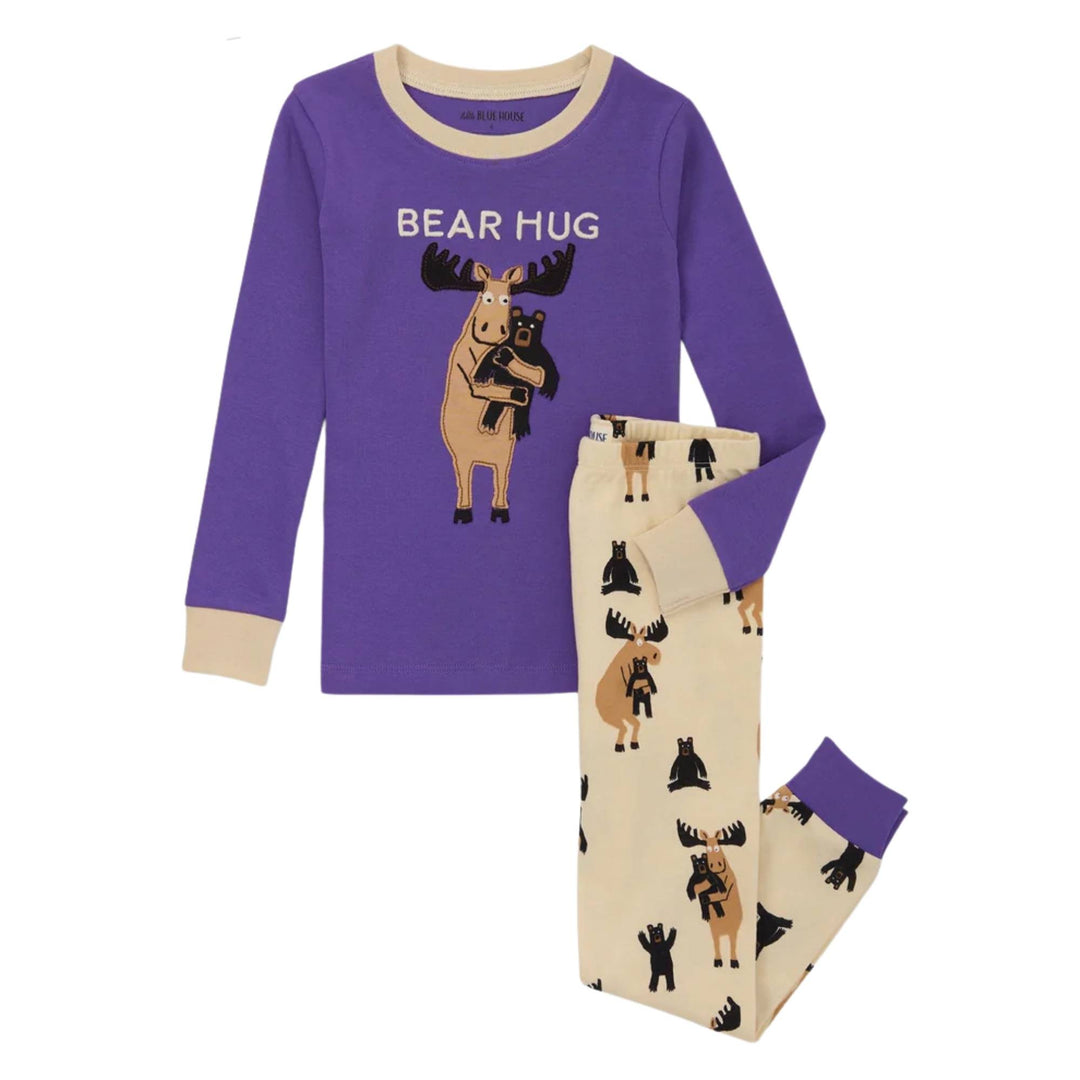 Pyjama deux pièces avec haut à manches longues mauve et pantalon à motif La petite maison bleue