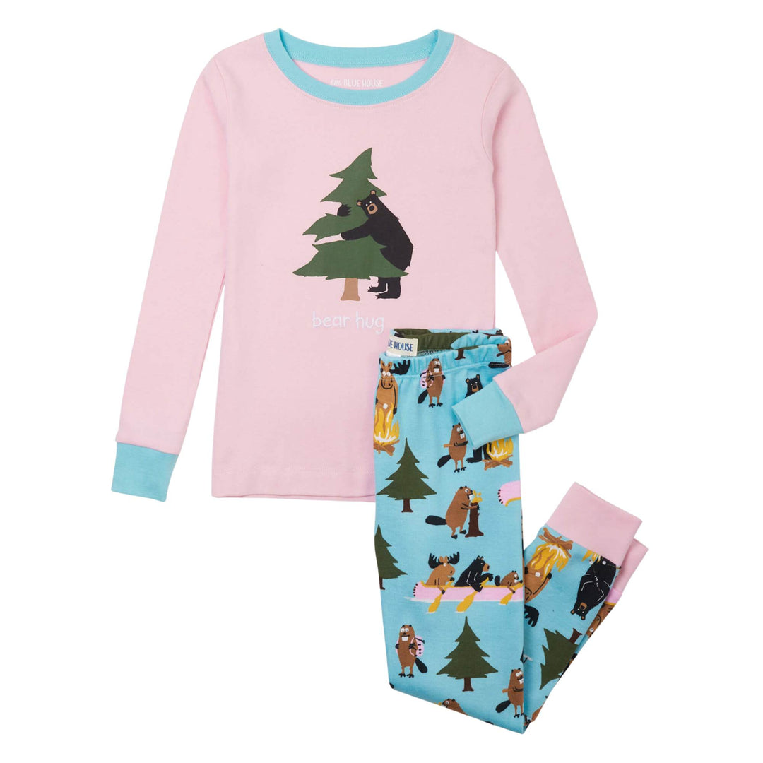 Pyjama pour enfant rose Vie dans la nature par Petite maison bleue par Hatley vu de devant