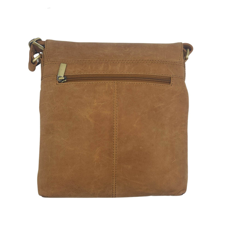 Sac carré en cuir de buffle 1520 par Canadian Leather vu de derrière