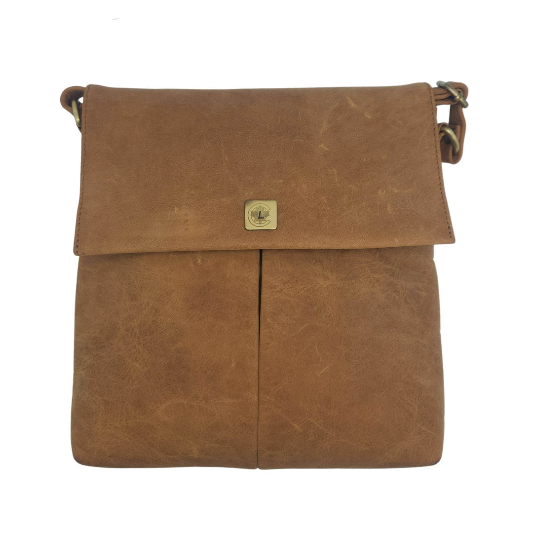 Sac carré en cuir de buffle 1520 par Canadian Leather vu de devant