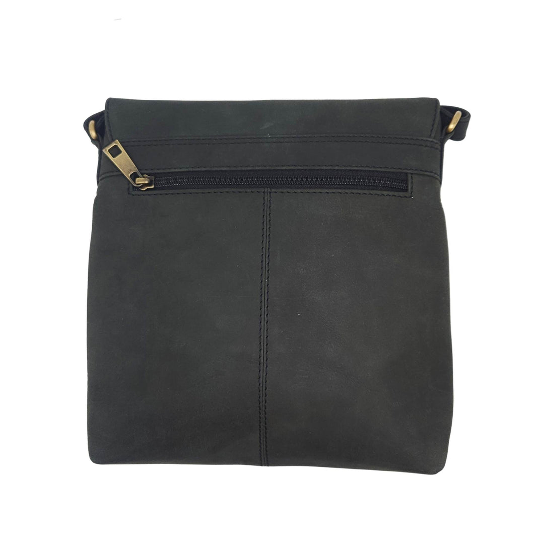 Sac carré en cuir de buffle 1520 noir par Canadian Leather vu de derrière