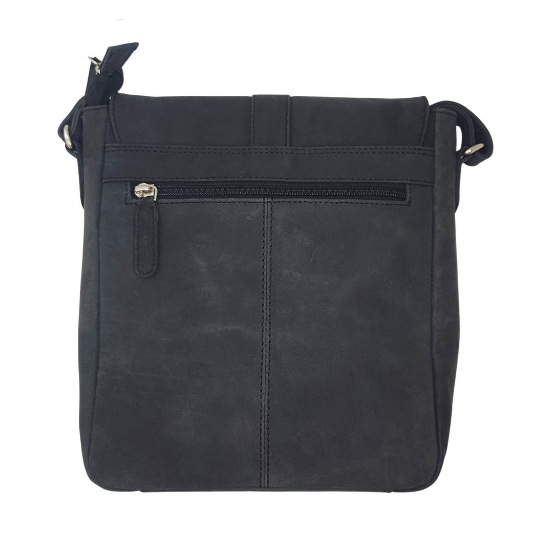Sac en cuir de buffle noir 1527 par Canadian Leather vu de derrière