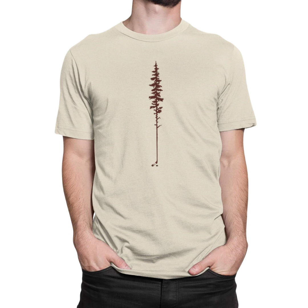 T-shirt latté avec un motif d'arbre avec une fin en forme de bâton de hockey par KM54