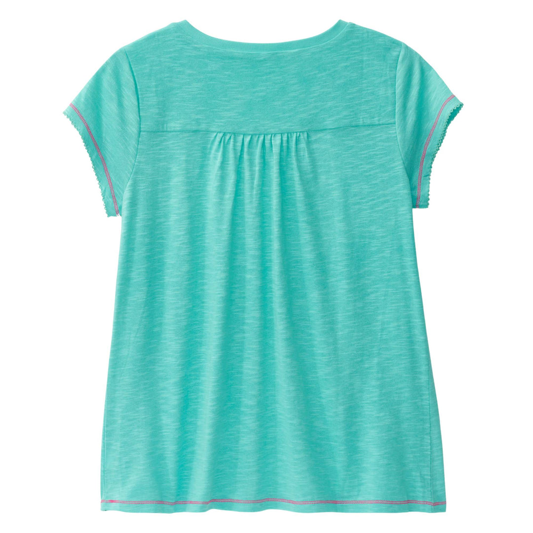 T-shirt de pyjama pour femme turquoise Glamping par La petite maison bleue par hatley vu de derrière
