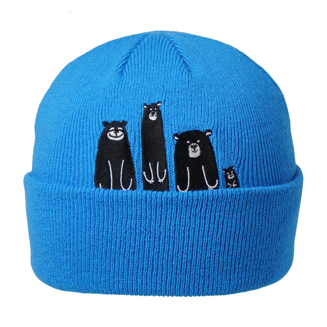 Tuque ambler bleue avec 4 ours brodés sur le devant