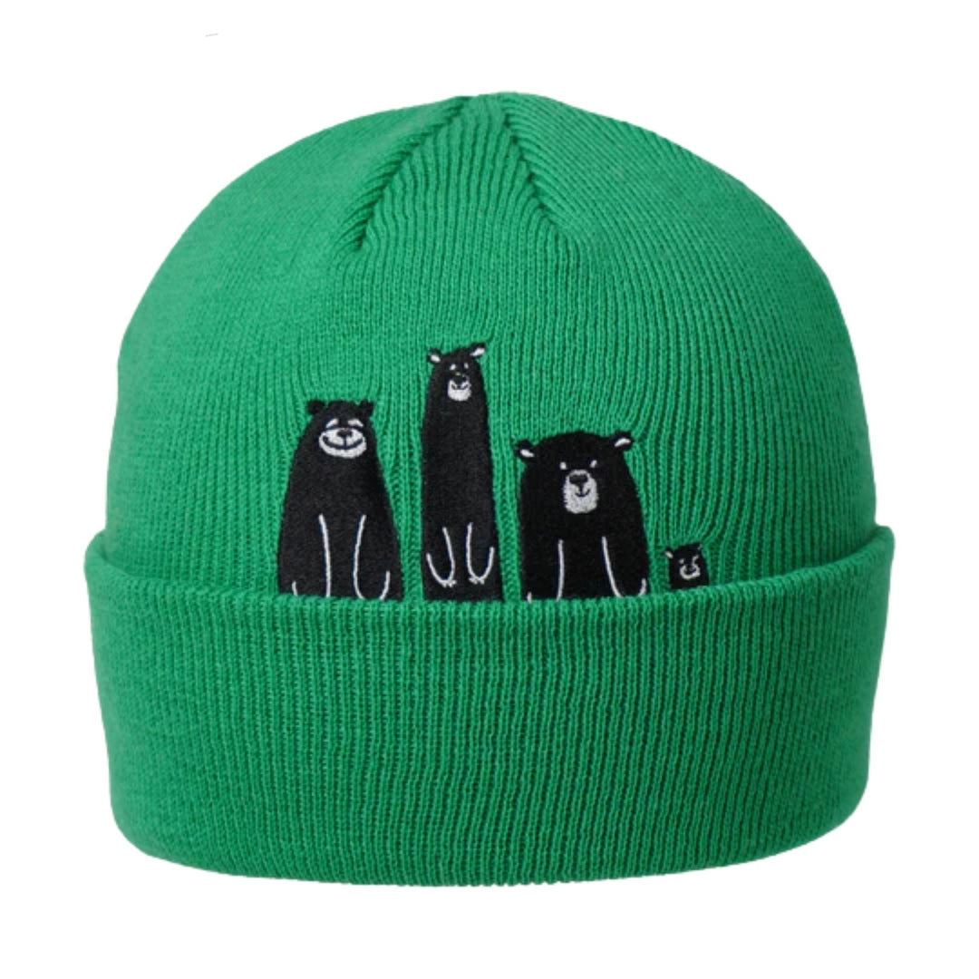 Tuque ambler verte avec 4 ours brodés sur le devant