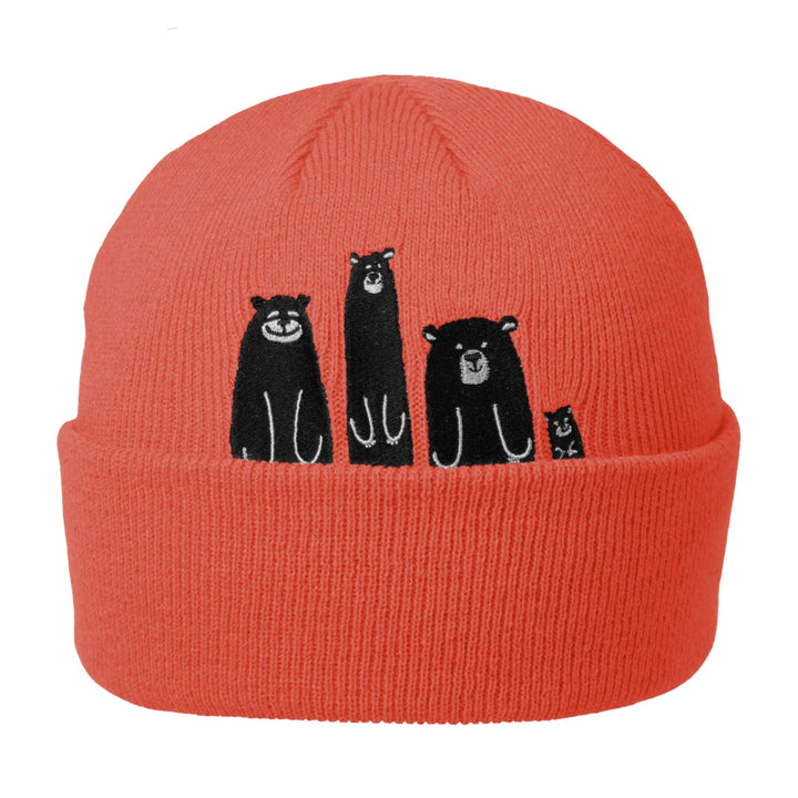 Tuque ambler orange avec 4 ours brodés sur le devant