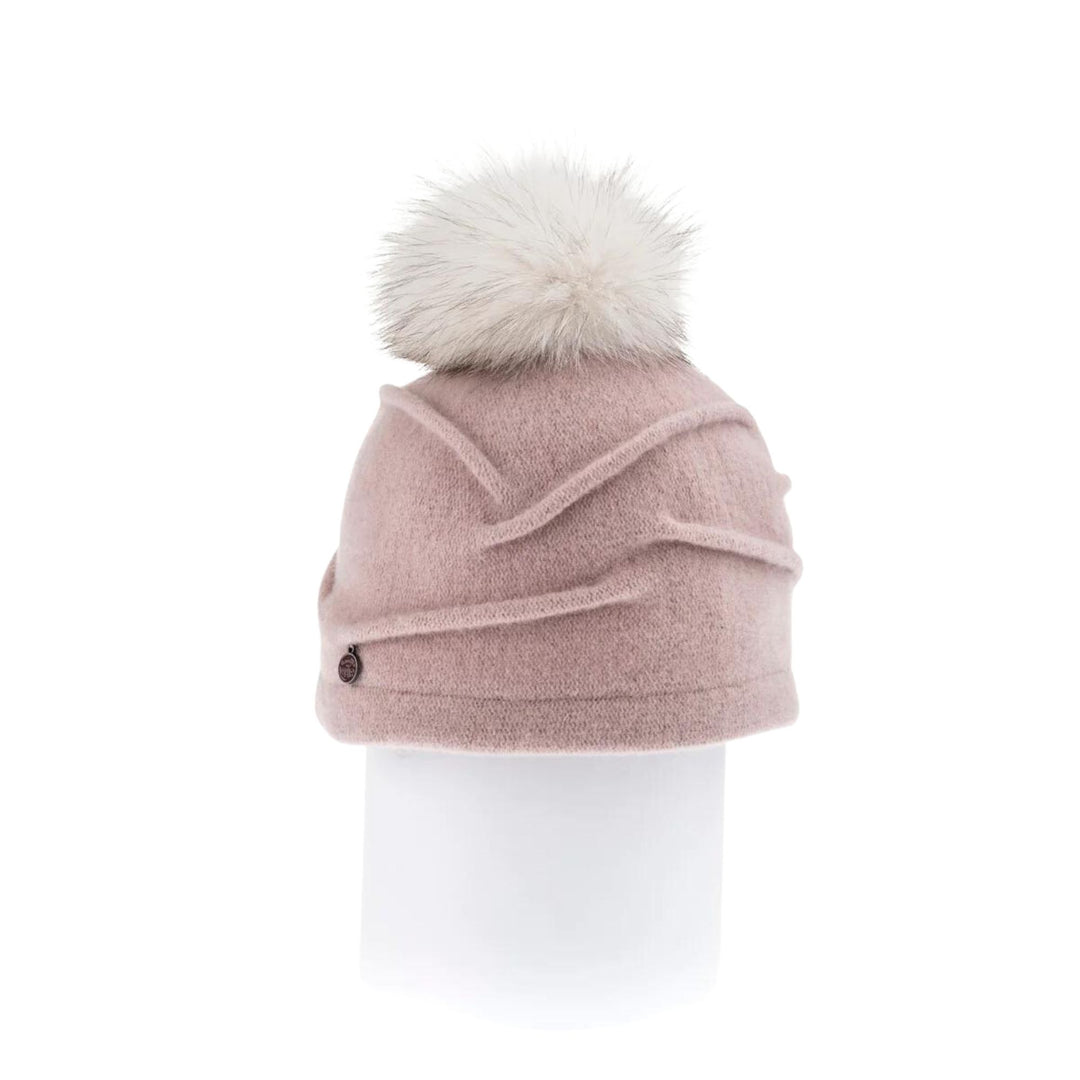Tuque rose avec pompom blanc en fourrure par canadian hat