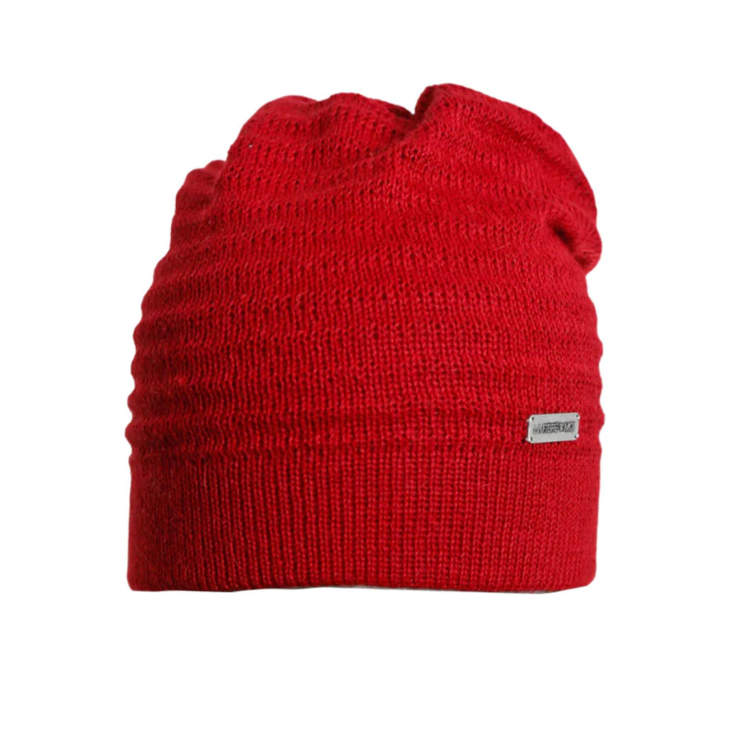 Tuque en laine de bébé alpaga rouge par La fibre et moi