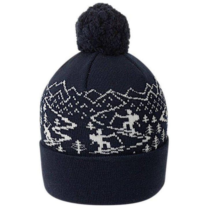 Tuque en laine avec motif de skieur couleur bleu marine par Ambler