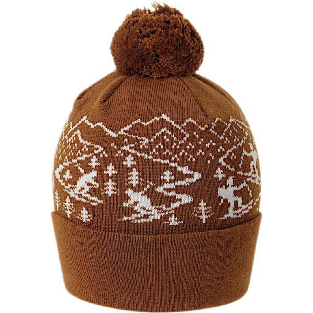 Tuque en laine avec motif de skieur couleur caramel par Ambler