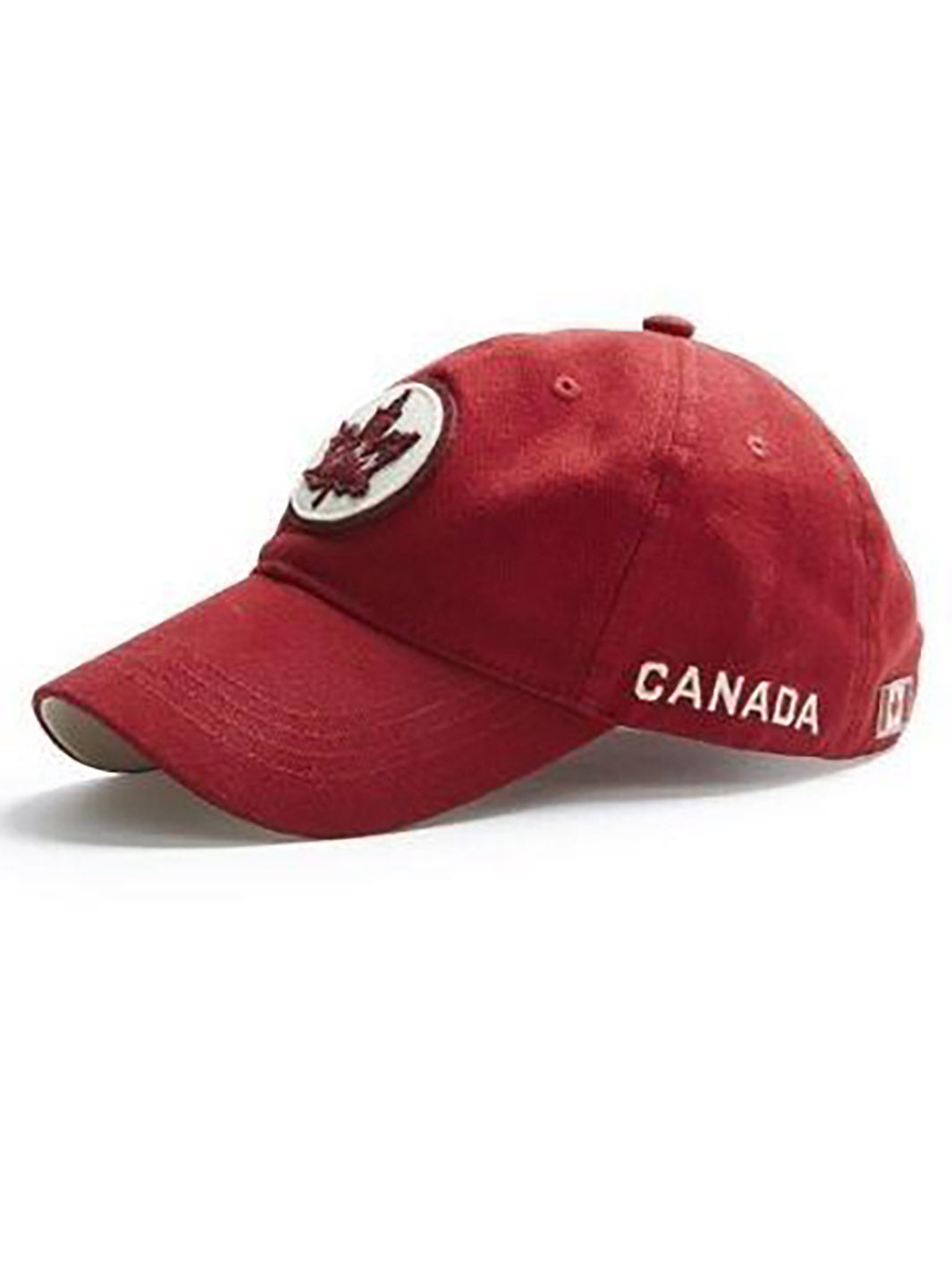 Casquette Canada rouge avec logo vue de coté