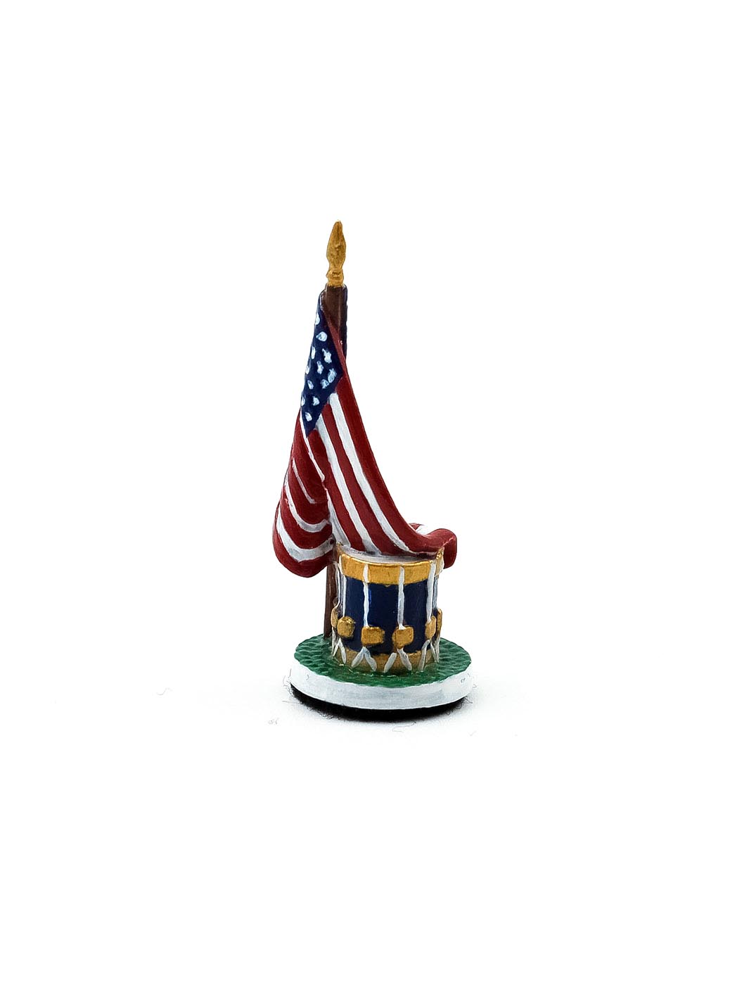 Piece Tour en forme de tambour bleu et jaune avec un drapeau américain