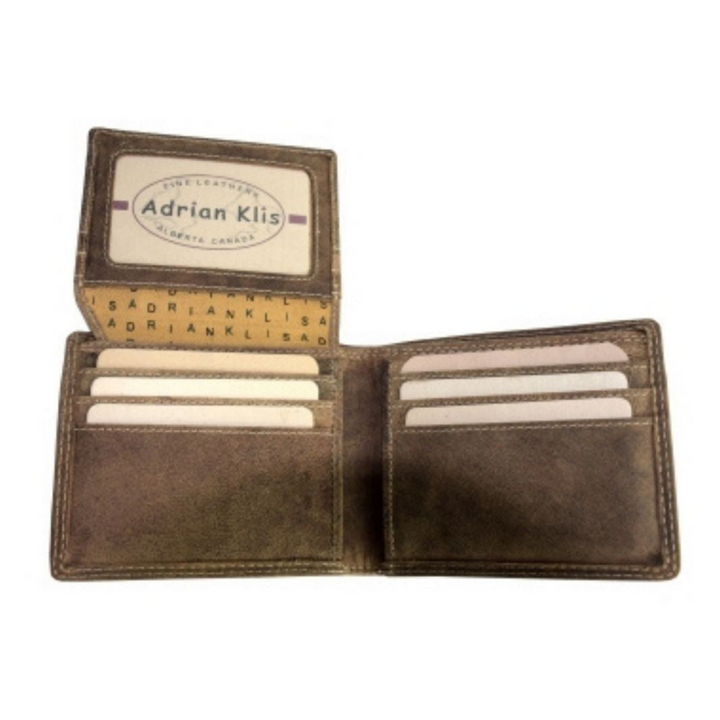 Portefeuille mince à rabat en cuir de bison avec flip et 6 pochettes à cartes