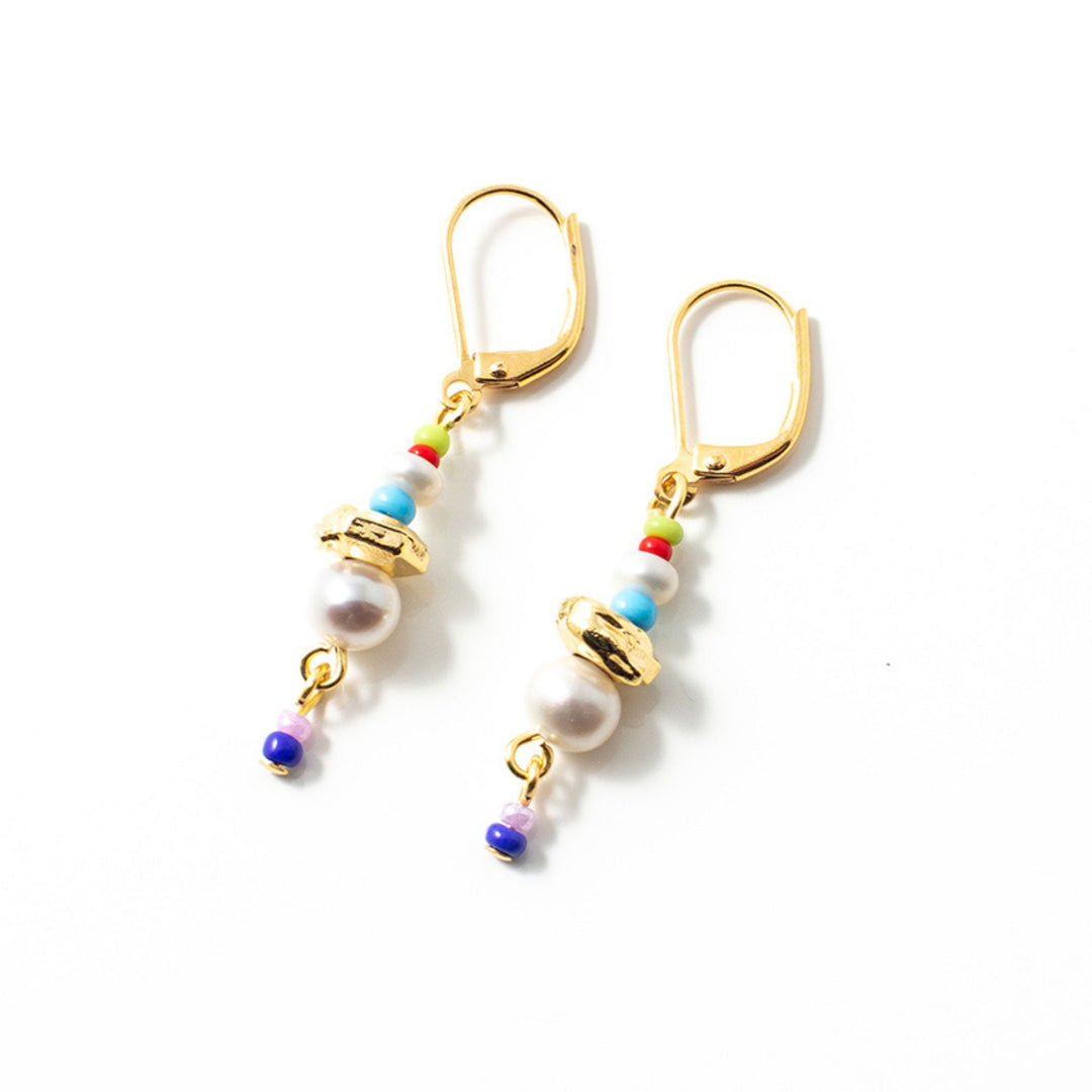 Boucles d'oreilles Anne-Marie Chagnon Dapi multicolor avec crochet doré